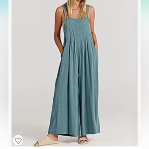 Linen Overalls - Lake color - greenish blue